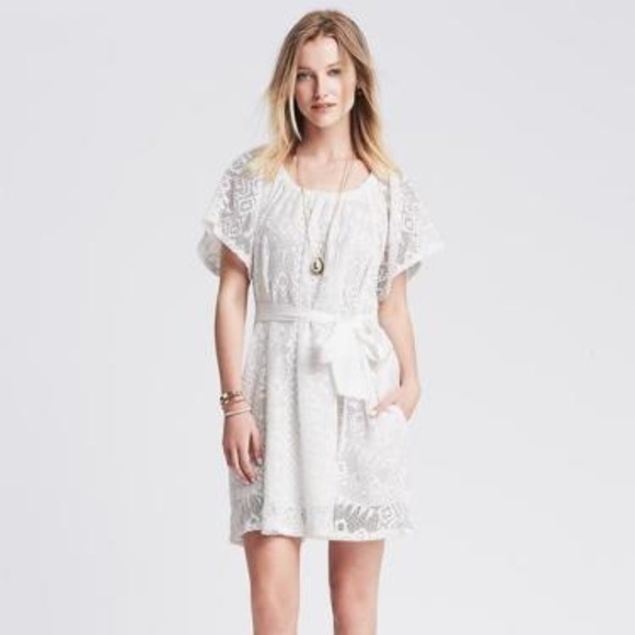 Banana Republic White July Lace Dress $130 Medium - Picture 3 of 6